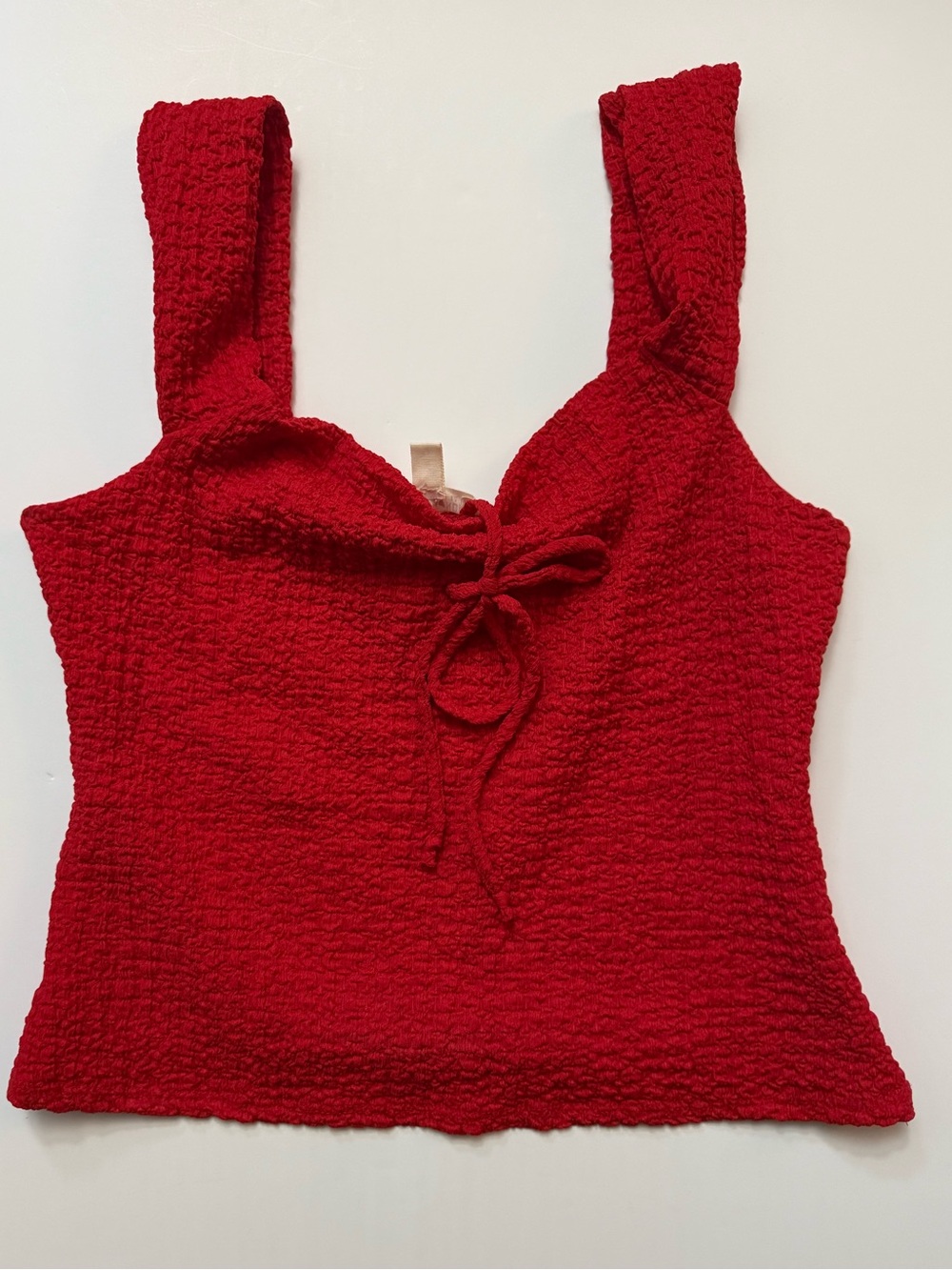 NEW, Women’s Red Textured Tie-Front Tank Top